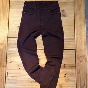 Citizens of Humanity cropped Maroon Denim Pant
